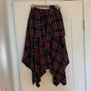 Plaid Asymmetrical Skirt